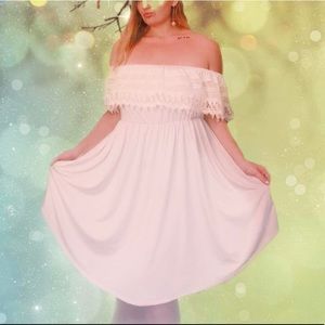 Off the shoulder cream/white dress